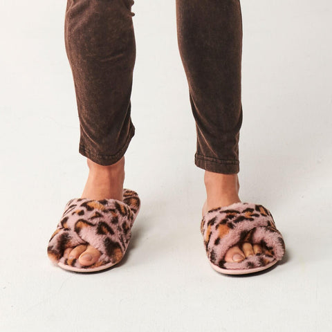 KIP AND CO SLIPPERS PINK LEOPARD | THE HOME MAVEN