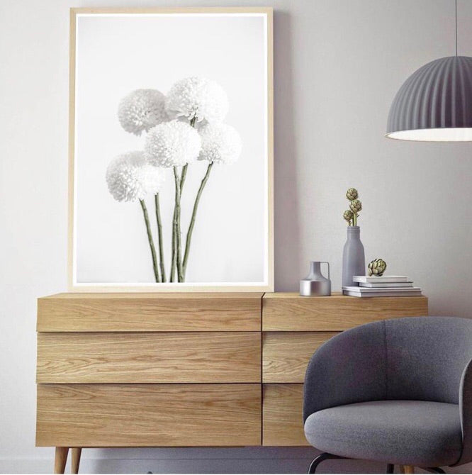 Love your space |White chrysanthemums photographic print |Various sizes | The Home Maven