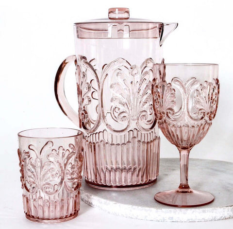 indigo love flemington wine glass jug tumbler acrylic pale pink |The Home Maven