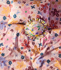 KIP AND CO PANSY FLORAL FITTED SHEET PILLOWCASE | THE HOME MAVEN