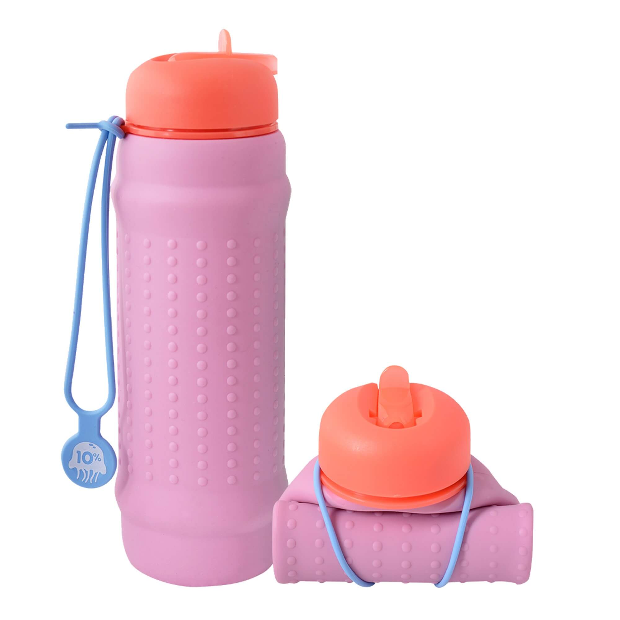 Rolla bottle pink lilac coral lid dusty blue strap rolled tall |The Home Maven